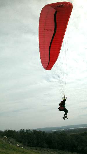 Viv Bone flies from Flying Armadillo Hill